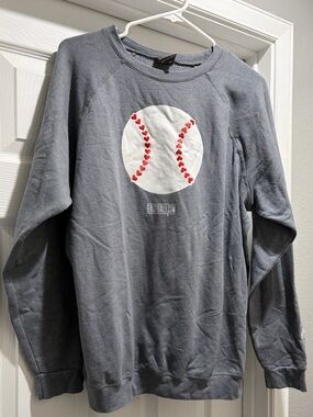 Baseball Graphic Crewneck Sweatshirt in Gray - Unbranded